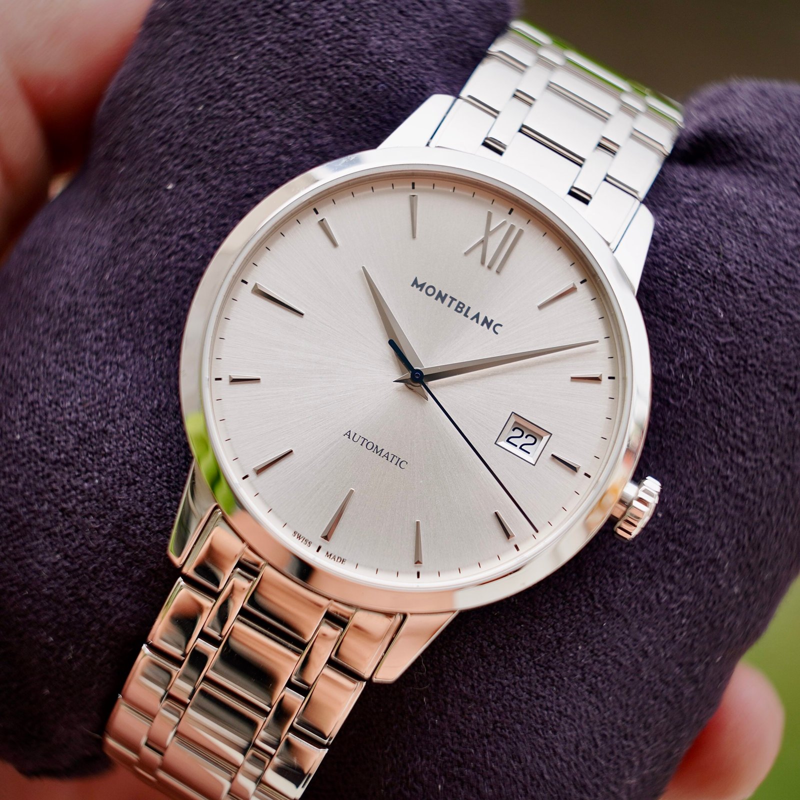 Montblanc Heritage Spirit 39mm Stainlesss Steel Leather Band Silver Dial 7322 - Ảnh 4