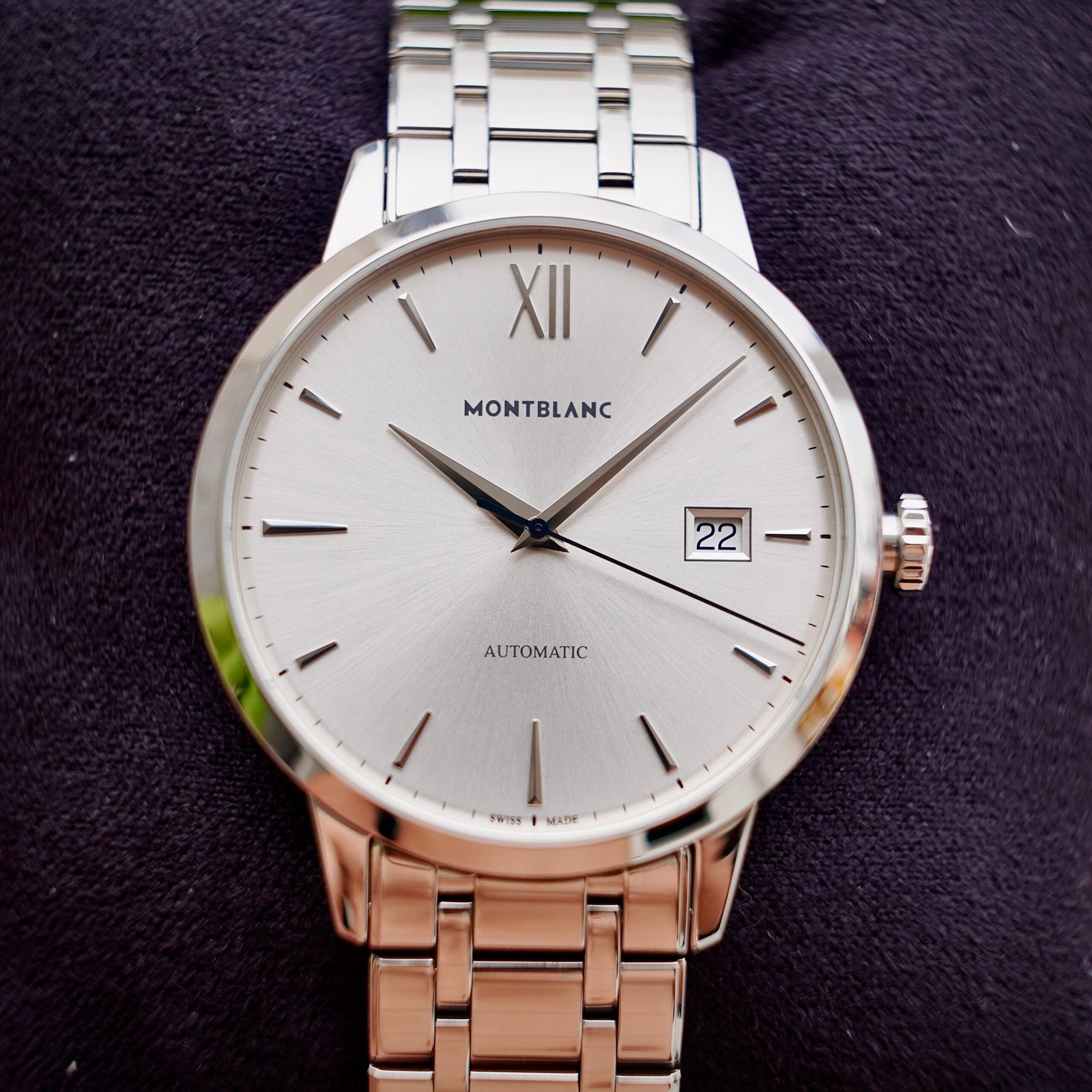 Montblanc Heritage Spirit 39mm Stainlesss Steel Leather Band Silver Dial 7322
