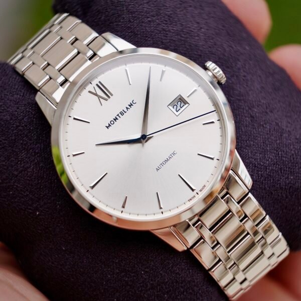 Montblanc Heritage Spirit 39mm Stainlesss Steel Leather Band Silver Dial 7322 - Ảnh 5