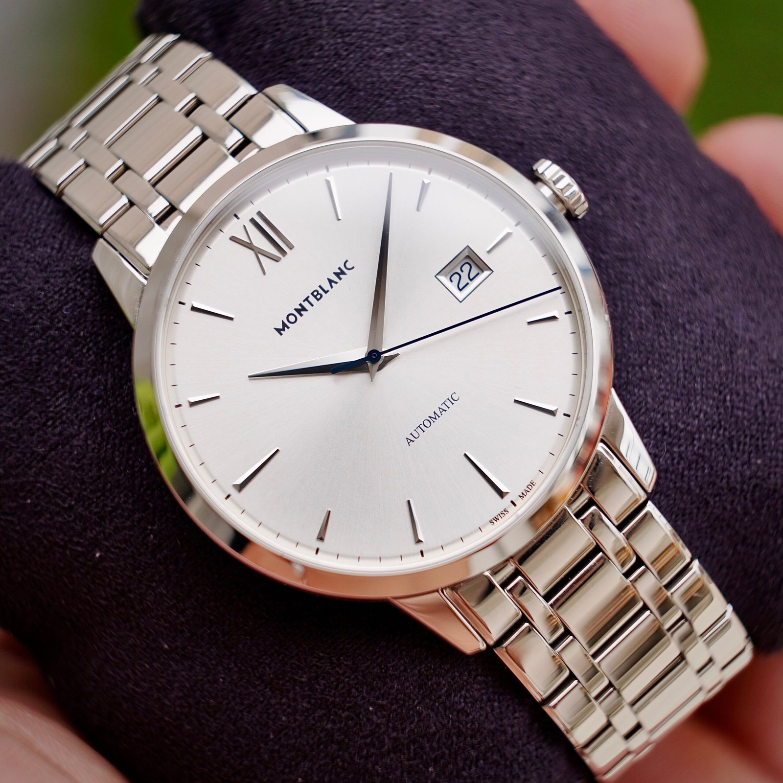 Montblanc Heritage Spirit 39mm Stainlesss Steel Leather Band Silver Dial 7322 - Ảnh 5