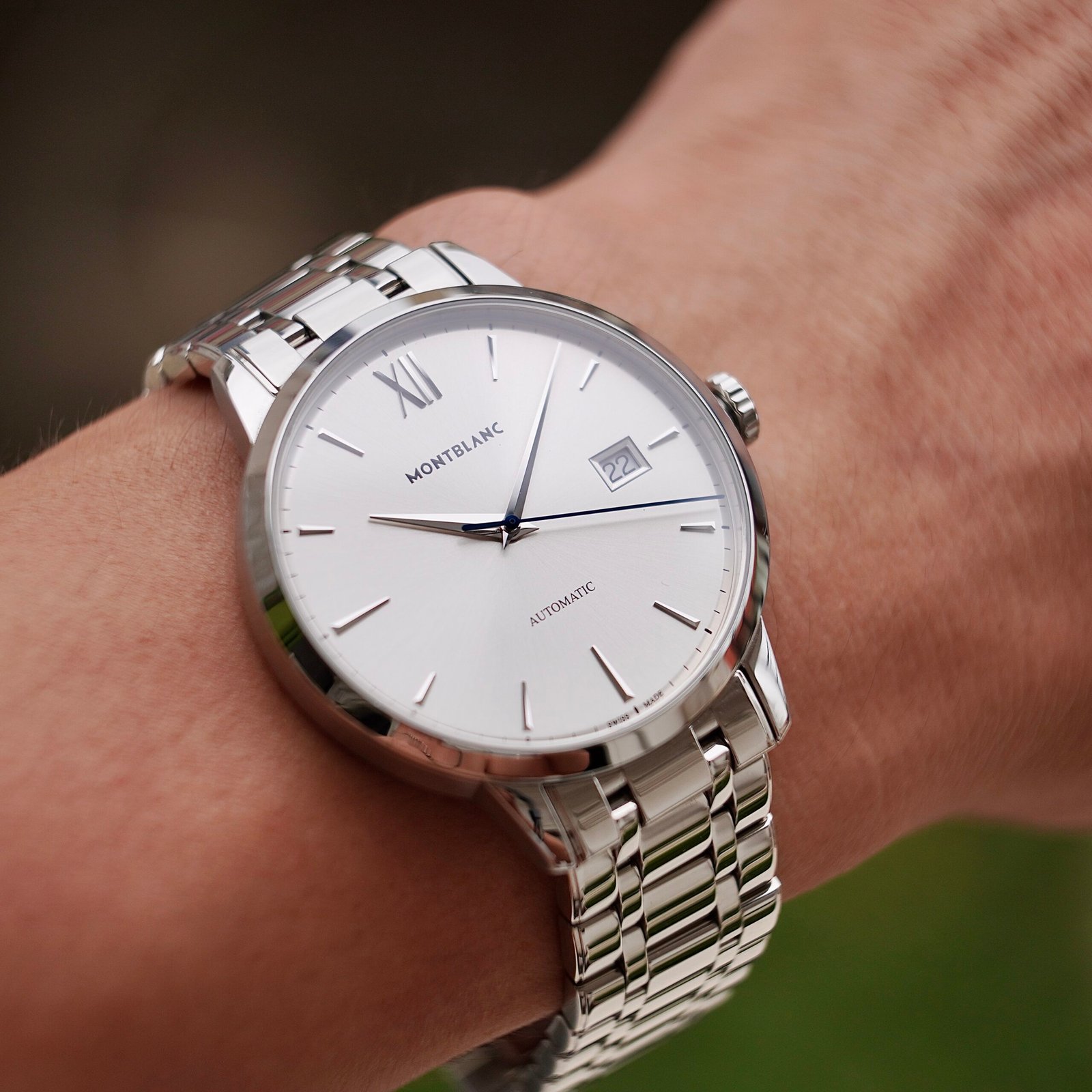 Montblanc Heritage Spirit 39mm Stainlesss Steel Leather Band Silver Dial 7322 - Ảnh 3