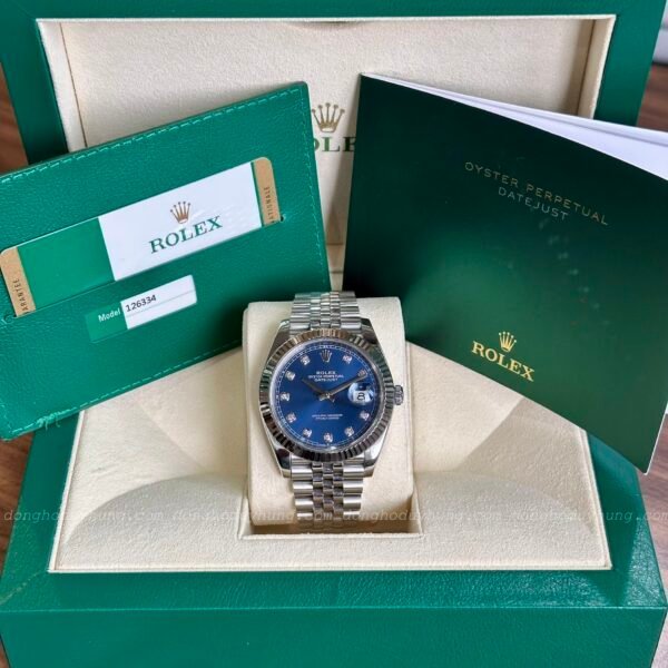 Rolex Datejust 41mm 126334 - Mặt Xanh Sunburst, Cọc Kim Cương - Ảnh 5